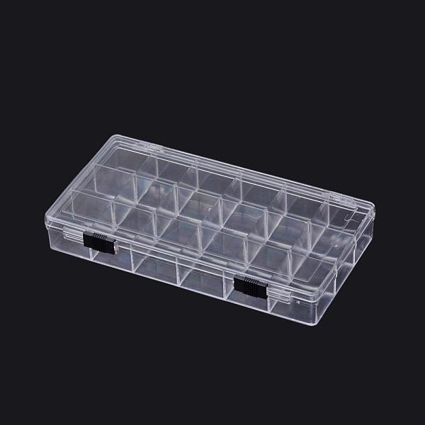 

PandaHall Plastic Bead Storage Containers, 18 Compartments, Rectangle, Clear, 20.5x11.5x3cm Plastic Rectangle Clear