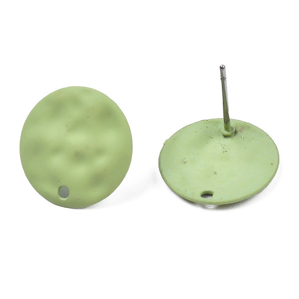

PandaHall Spray Painted Iron Stud Earring Findings, with Hole, Flat Round, Yellow Green, 14mm, Hole: 1.4mm, Pin: 0.7mm Iron Flat Round