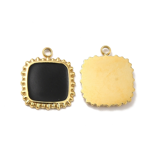 

PandaHall 304 Stainless Steel Enamel Pendants, Square, Golden, Black, 15x12.5x2mm, Hole: 1.4mm Stainless Steel+Enamel Square Black