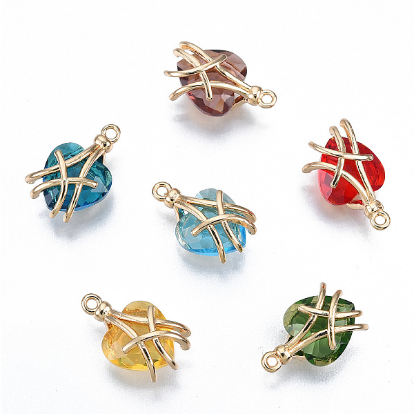 

PandaHall Transparent K9 Glass Pendants, with Light Gold Plated Brass Findings, Cadmium Free & Lead Free, Faceted, Heart, Mixed Color..., Multicolor