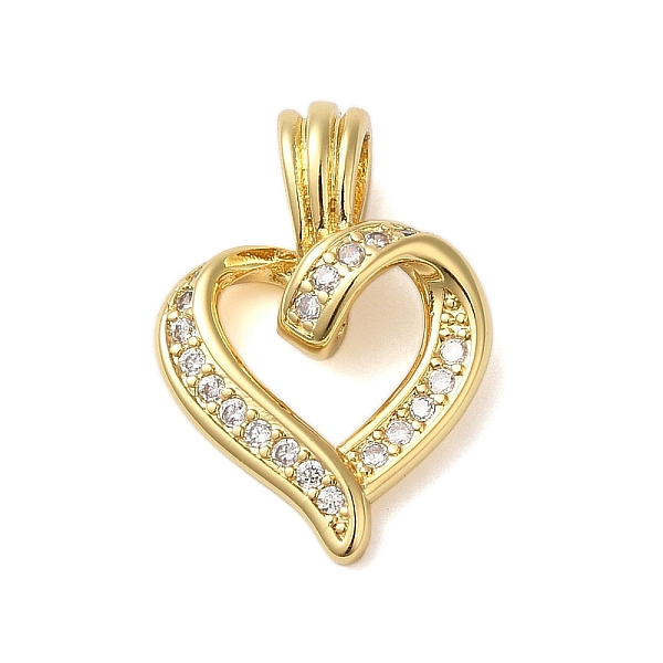 

PandaHall Rack Plating Brass & Clear Cubic Zirconia Pendants, Cadmium Free & Lead Free, Long-Lasting Plated, Heart, Real 18K Gold Plated...
