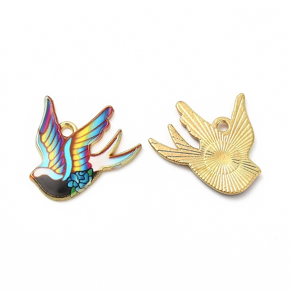 

PandaHall Rack Plating Alloy Pendants, Printed, Lead Free & Cadmium Free & Nickel Free, Bird Charm, Light Gold, Colorful, 20.5x21x1.5mm...