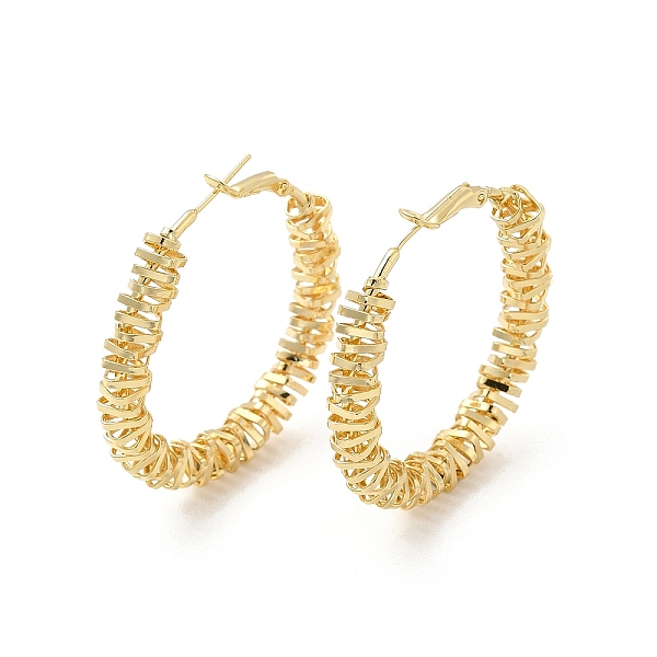 

PandaHall Brass Wire Wrapped Hoop Earrings for Women, Golden, 44x44x6.5mm, Pin: 0.8mm Brass Round