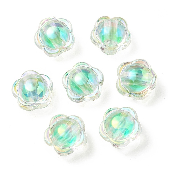 

PandaHall UV Plating Rainbow Iridescent Acrylic Beads, Two Tone Bead in Bead, Flower, Medium Turquoise, 12x12.5x8.5mm, Hole: 2.5mm Acrylic...