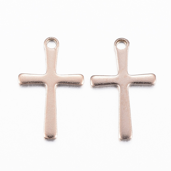 

PandaHall Ion Plating(IP) 304 Stainless Steel Charms, Cross Pendants, Rose Gold, 15.5x9.5x0.8mm, Hole: 1mm 304 Stainless Steel Cross
