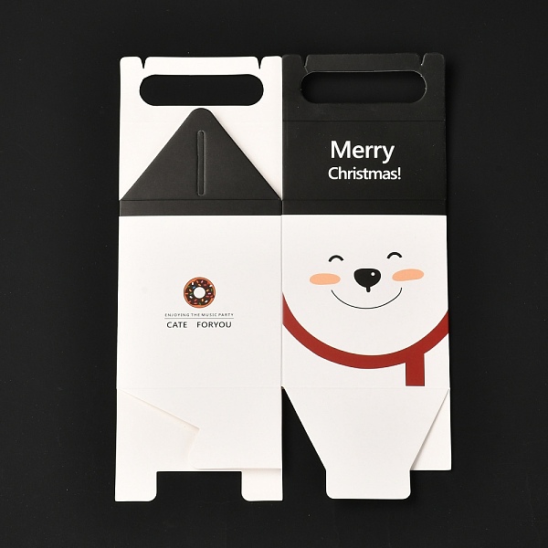 

PandaHall Christmas Theme Paper Fold Gift Boxes, with Handle, for Presents Candies Cookies Wrapping, Bear Pattern, 8.5x8.5x14.5cm Paper Bear