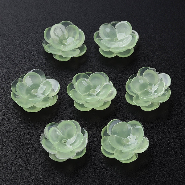 

PandaHall Plastic Beads, Flower, Aquamarine, 13x13x5.5~6.5mm, Hole: 1~1.4mm Plastic Flower Green