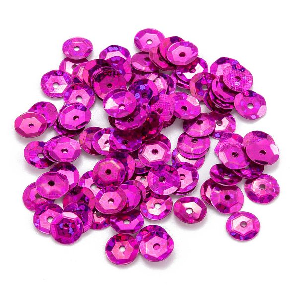 

PandaHall PVC Paillette Beads, Semi-cupped Sequins Beads, Center Hole, Orchid, 6x0.4mm, Hole: 1.2mm, about 450pcs/pound PVC Disc Purple