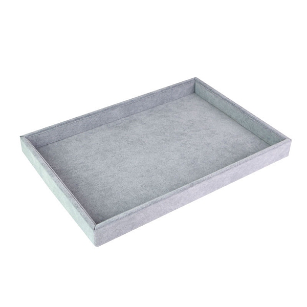 

PandaHall Velvet Jewelry Trays for Necklaces Rings Bracelets Storage, Rectangle, Gray, 24x35x3cm Velvet Rectangle Gray