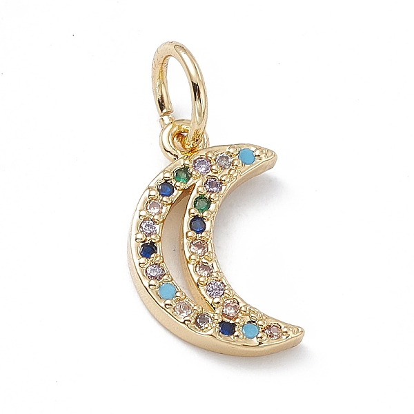

PandaHall Rack Plating Brass Micro Pave Cubic Zirconia Charms, Cadmium Free & Lead Free, Long-Lasting Plated, with Jump Ring, Crescent Moon...