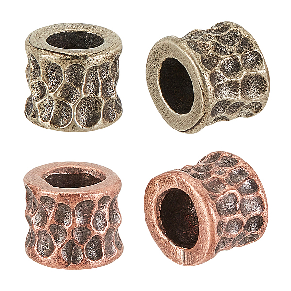 

PandaHall Olycraft 4Pcs 2 Colors Brass European Beads, Large Hole Beads, Barrel with Meteor Crater Pattern, Mixed Color, 9x9mm, Hole: 6mm...