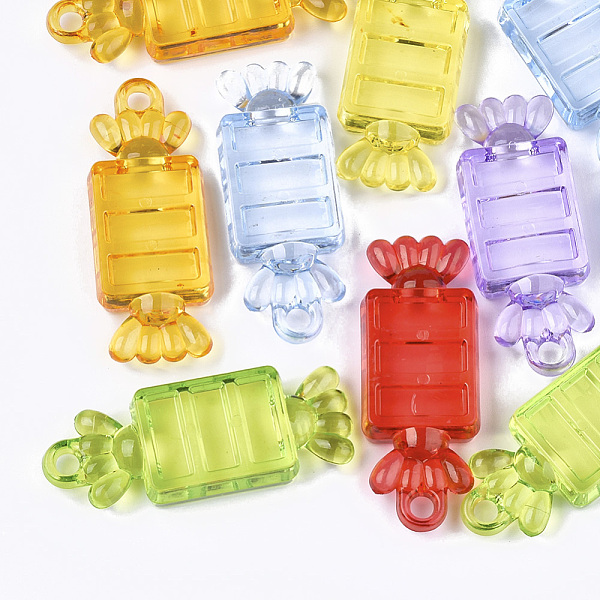 

PandaHall Transparent Acrylic Big Pendants, Candy, Mixed Color, 55x21x10mm, Hole: 4mm, about 69pcs/500g Acrylic Candy Multicolor