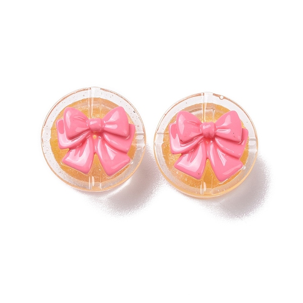 

PandaHall Transparent Resin Cabochons, DIY Accessories, Flat Round Gift Box with Bowknot, Gold, 20x13mm Resin Flat Round Gold
