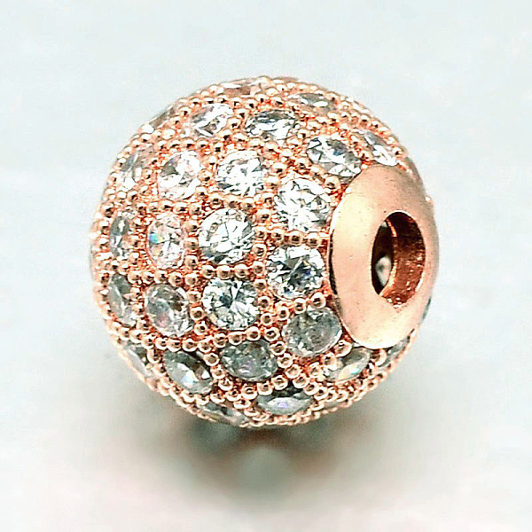 Perles Rondes En Laiton Avec Zircone Cubique De Micro Pave