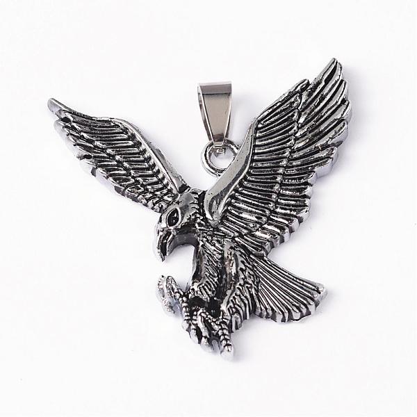 

PandaHall Eagle Alloy Pendants, Antique Silver, 40x39x4mm, Hole: 8x4mm Alloy Bird