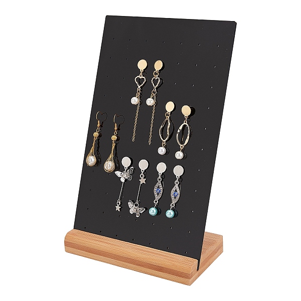 

PandaHall Acrylic Earring Displays, with Wood Pedestal, Rectangle, Black, 15x7x2cm Acrylic Black