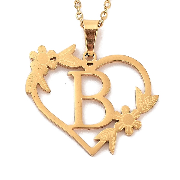 

PandaHall Vacuum Plating 201 Stainless Steel Pendant Necklaces, Letter B, 12.28 inch(31.2cm) 201 Stainless Steel Letter B