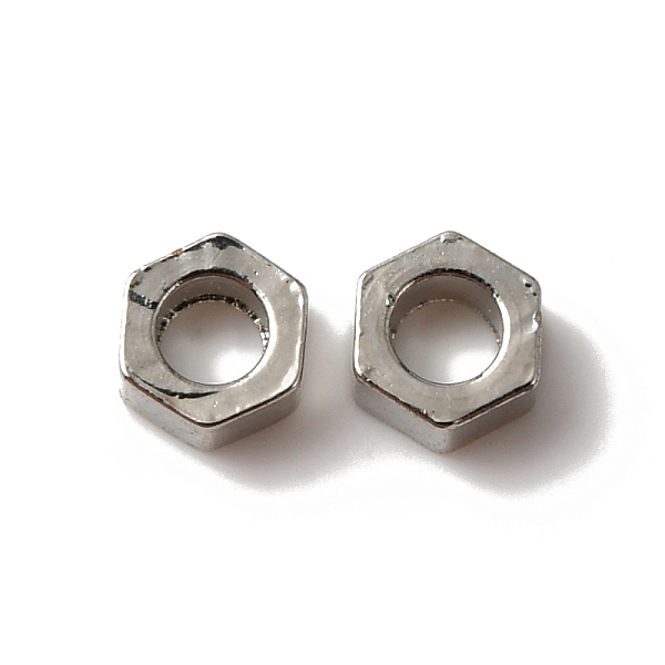 

PandaHall Rack Plating Brass Beads, Cadmium Free & Lead Free, Long-Lasting Plated, Hexagon, Platinum, 3x3x1.5mm, Hole: 1.5mm Brass Hexagon