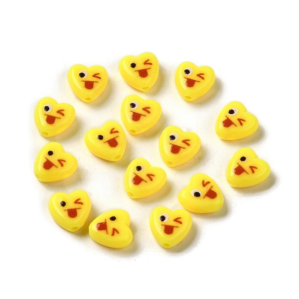

PandaHall Opaque Acrylic Beads, Heart with Expression, Yellow, 8.5x8.5x4mm, Hole: 1.4mm Acrylic Heart Yellow