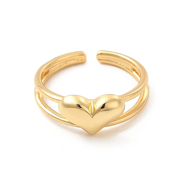 

PandaHall Rack Plating Brass Heart Open Cuff Ring for Valentine's Day, Cadmium Free & Lead Free, Real 18K Gold Plated, US Size 8 1/2(18.5mm)...