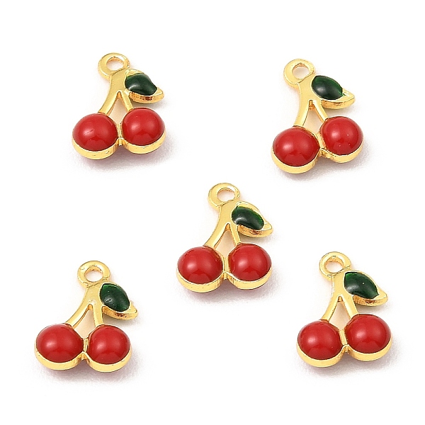 

PandaHall Brass Enamel Charms, Real 18K Gold Plated, Long-Lasting Plated, Lead Free & Cadmium Free, Cherry Charm, Red, 10x7x3mm, Hole: 1.2mm...
