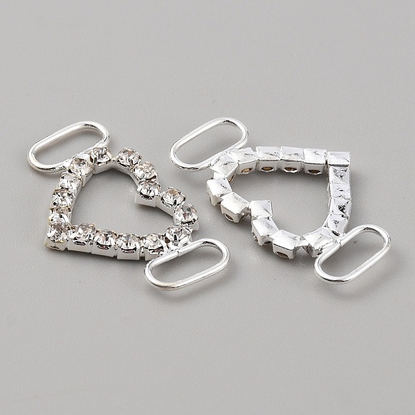 

PandaHall Brass Crystal Rhinestone Shoe Decoration, Shoe Buckles for DIY Loafer Shoes, Heart, Silver, 19x32.5x3mm, Hole: 10x4mm..., Clear