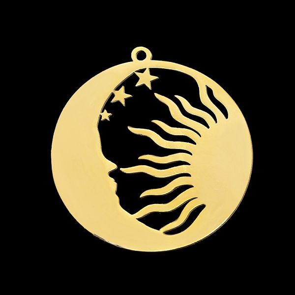 

PandaHall 201 Stainless Steel Pendants, Laser Cut, Sun & Moon, Golden, 32x30x1mm, Hole: 1.5mm 201 Stainless Steel Sun