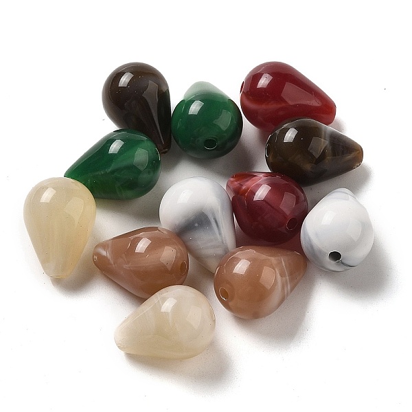 

PandaHall Opaque Acrylic Beads, Teardrop, Mixed Color, 11x15mm, Hole: 2mm, about 520pcs/500g Acrylic Teardrop Multicolor