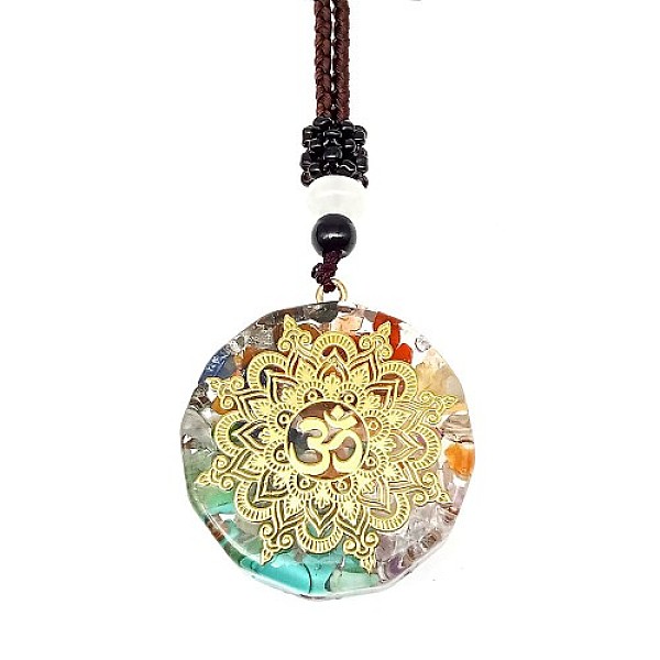

PandaHall Resin & Natural & Synthetic Mixed Gemstone Pendant Necklaces, Flower, 25.59 inch(65cm) Resin Flower