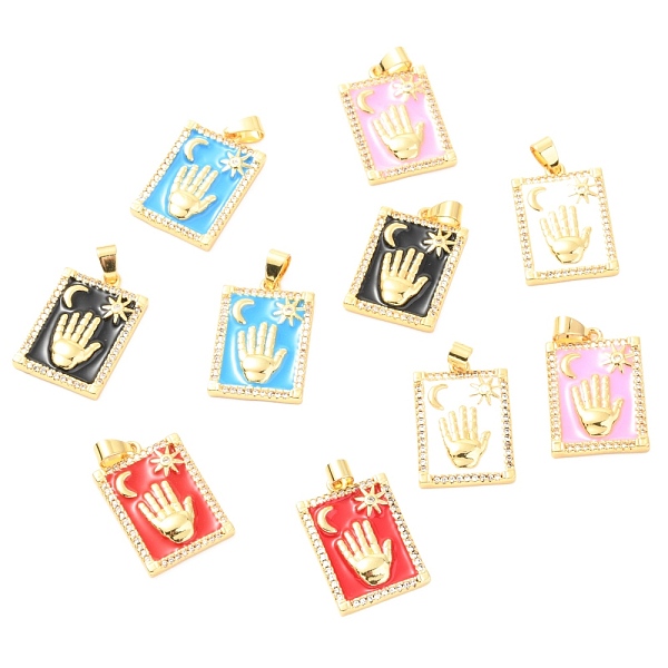 

PandaHall Brass Micro Pave Clear Cubic Zirconia Pendants, with Enamel, Long-Lasting Plated, Real 18K Gold Plated, Rectangle with..., Multicolor