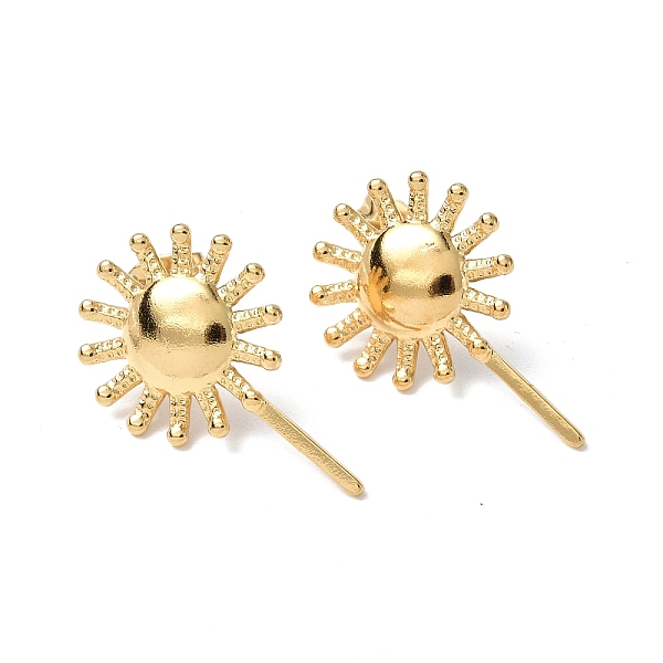 

PandaHall Ion Plating(IP) 304 Stainless Steel Sun Stud Earrings for Women, Real 18K Gold Plated, 25x15.5mm, Pin: 0.7mm 304 Stainless Steel...