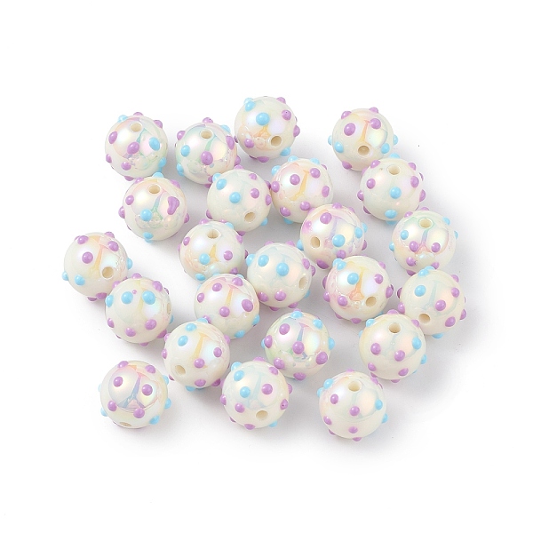 

PandaHall UV Plating Rainbow Iridescent Acrylic Enamel Beads, Bumpy, Round, Colorful, 15~17mm, Hole: 2.7mm Acrylic Round