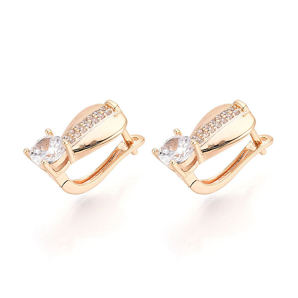 Brass Micro Pave Cubic Zirconia Teardrop Hoop Earrings