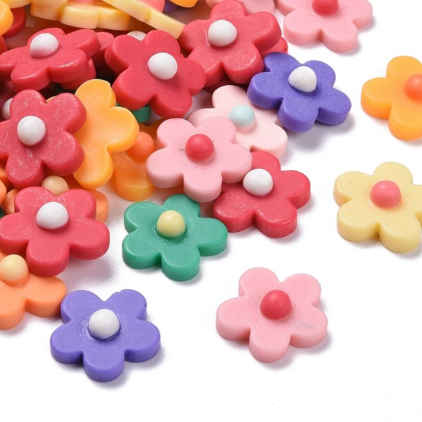 

PandaHall Resin Cabochons, Flower, Mixed Color, 18x19x6.5mm Resin Flower Multicolor