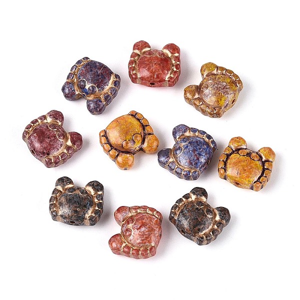 Picasso Baking Paint & Golden Metal Enlaced Glass Beads