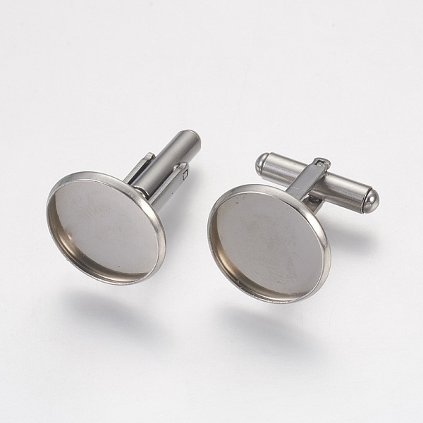 

PandaHall 304 Stainless Steel Cuffinks, Flat Round, Stainless Steel Color, 19.5mm, Tray: 18x2mm, Inner Size: 16mm Stainless Steel Flat Round
