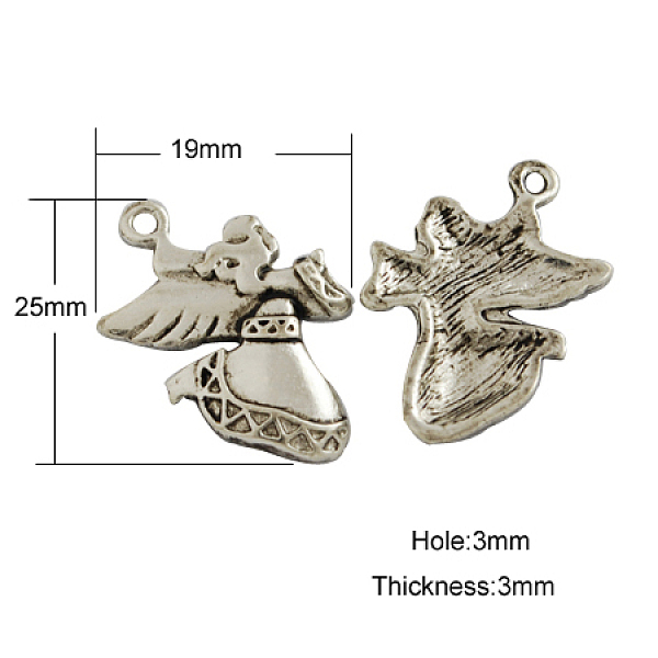 

PandaHall Tibetan Style Pendants, Lead Free & Cadmium Free & Nickel Free, Angel, Antique Silver, 25x19x3mm, Hole: 3mm Alloy Angel & Fairy