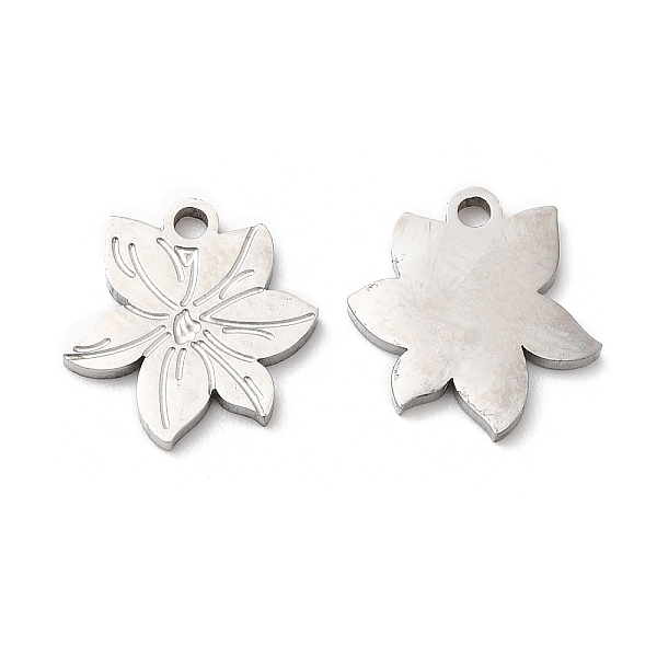 

PandaHall 316L Surgical Stainless Steel Charms, Flower Charm, Textured, Stainless Steel Color, 10.5x9x1mm, Hole: 1.2mm 316L Surgical...