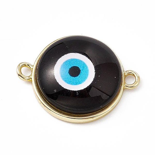 

PandaHall Evil Eye Resin Connector Charms, Flat Round Links, with Golden Tone Brass Findings, Black, 16.5x22x5mm, Hole: 1.8mm Brass+Resin...