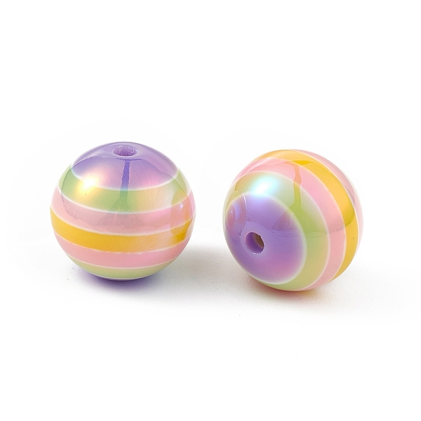 

PandaHall UV Plating Rainbow Iridescent Resin Beads, Round, Colorful, 16x15mm, Hole: 3mm Resin Round