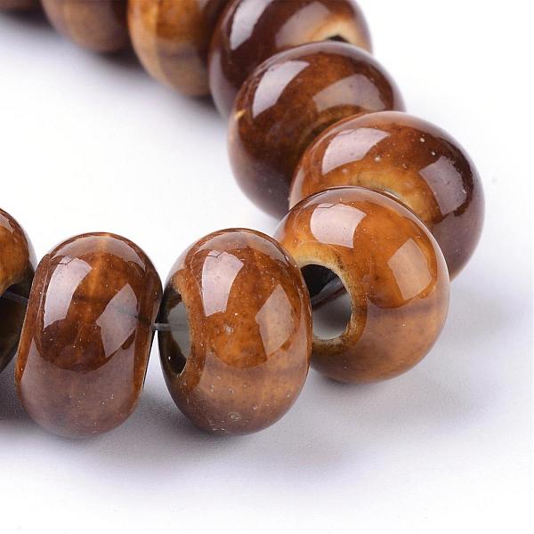 

PandaHall Handmade Porcelain Beads, Bright Glazed Porcelain, Rondelle, Peru, 15~16x9~10mm, Hole: 5~6mm Porcelain Rondelle Brown