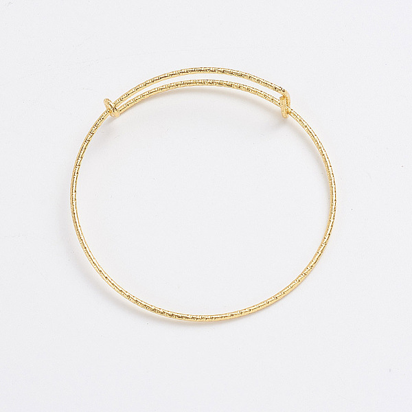 

PandaHall Adjustable Iron Bangle Making, Textured, Golden, 2-3/8 inch(6.2cm) Iron