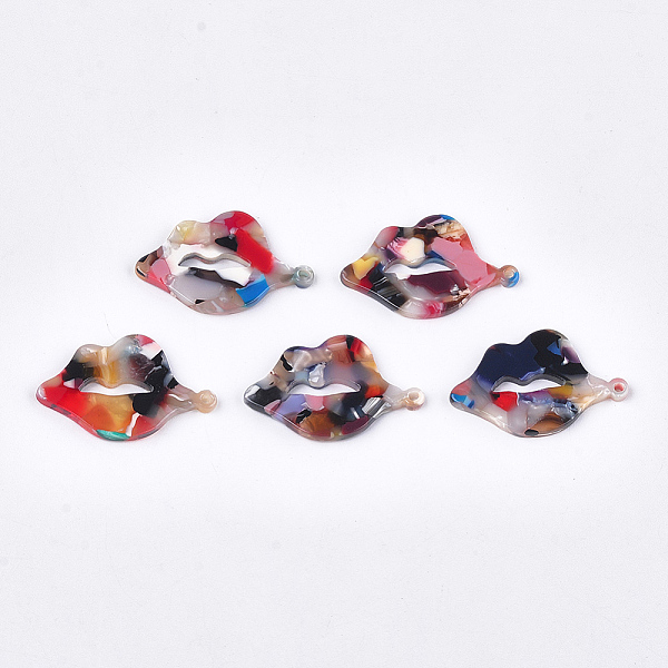 

PandaHall Cellulose Acetate(Resin) Pendants, Lip, Colorful, 31.5x19x2.5mm, Hole: 1.5mm Cellulose Acetate Lip