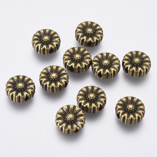 

PandaHall Tibetan Style Alloy Flower Beads, Cadmium Free & Nickel Free & Lead Free, Antique Bronze, 11x5mm, Hole: 2mm Alloy Flower