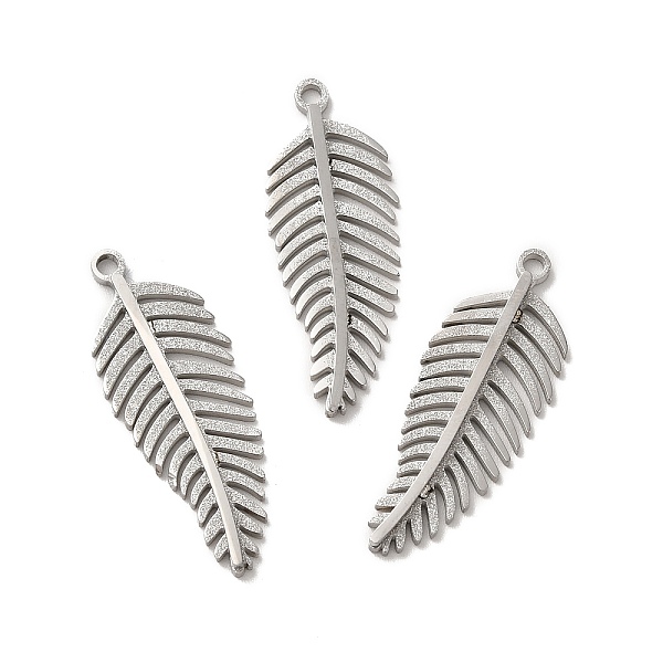 

PandaHall 304 Stainless Steel Pendants, Feather Charm, Stainless Steel Color, 28x10.5x2mm, Hole: 1.6mm 304 Stainless Steel Feather