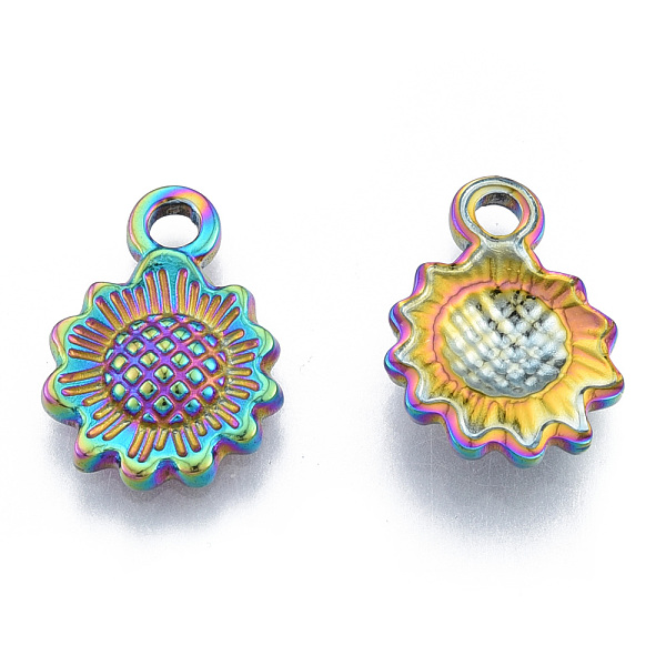 

PandaHall Ion Plating(IP) 304 Stainless Steel Pendants, Flower, Rainbow Color, 17.5x12.5x2.5mm, Hole: 2mm 304 Stainless Steel Flower