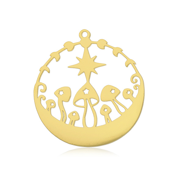 

PandaHall Autumn Theme 201 Stainless Steel Pendants, Laser Cut, Vacuum Plating, Mushroom, Golden, 32.5x30x1mm, Hole: 1.6mm 201 Stainless...