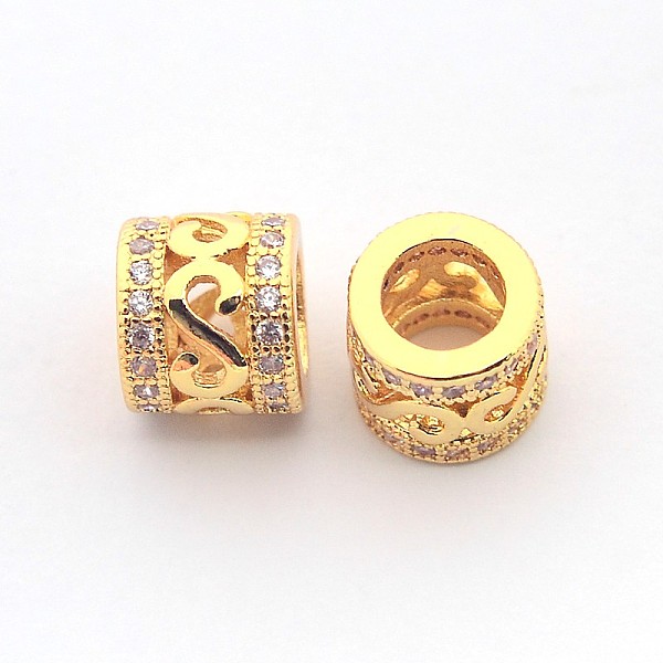 

PandaHall New Items Brass Micro Pave Cubic Zirconia Column Spacer Beads, Cadmium Free & Nickel Free & Lead Free, with Letter S, Real 18K...