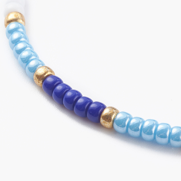 

PandaHall Adjustable Nylon Thread Braided Bead Bracelets, with Round Glass Seed Beads, Blue, Inner Diameter: 1-5/8~4 inch(4~10cm) Glass Blue