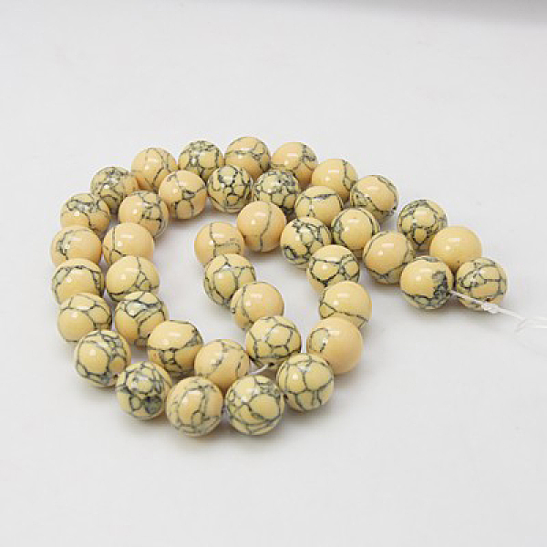 

PandaHall Synthetic Turquoise Beads Strands, Dyed, Round, Moccasin, 10mm, Hole: 1mm, about 40pcs/strand, 15.7 Synthetic Turquoise Round..., Orange